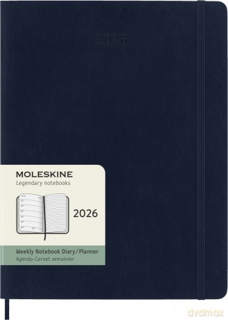 Kalendarz 2026 12M Moleskine XL tygodniowy miękka oprawa Sapphire blue 19x25cm [KALENDARZ]