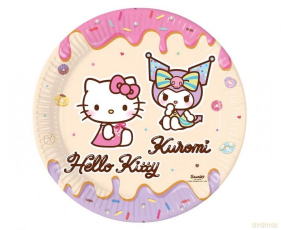 Talerzyki papierowe Hello Kitty and Kuromi 23cm 8szt.