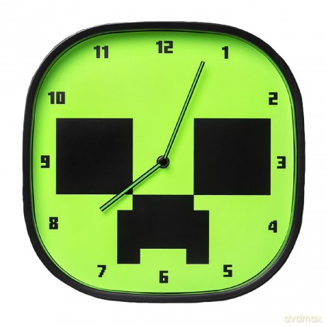Minecraft Creeper zegar ścienny świecący w ciemności plus zestaw naklejek / Minecraft Creeper Glow In The Dark Wall Clock with set of stickers
