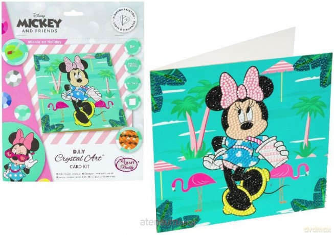 Diamentowa mozaika Minnie na wakacjach 18x18cm