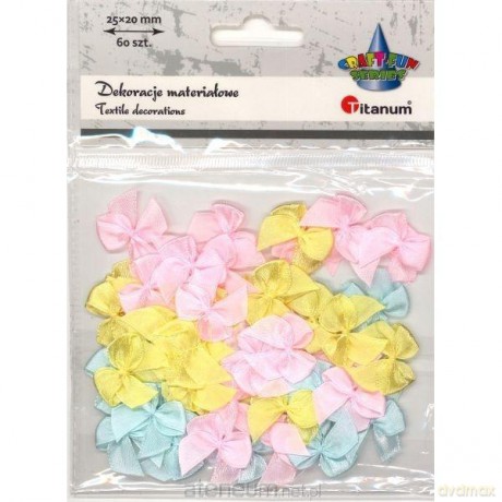 Kokardki satynowe pastelowe 25x20mm 60szt