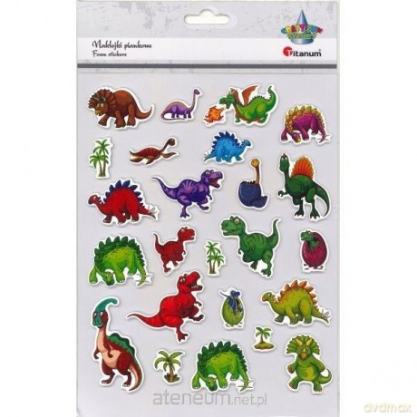 Naklejki 3D papierowe na piance dinozaury 24szt