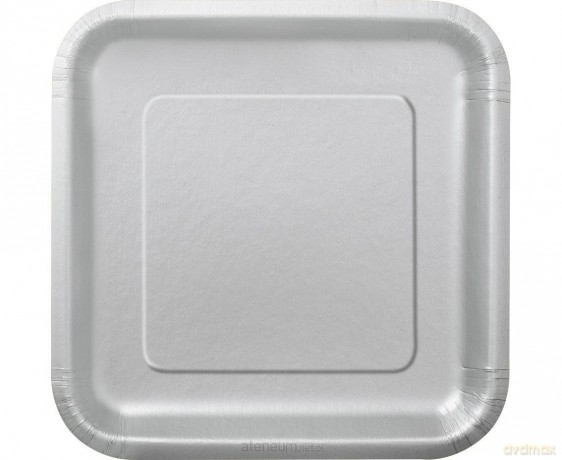 Talerzyki papierowe srebrne 23cm kwadratowe 14szt