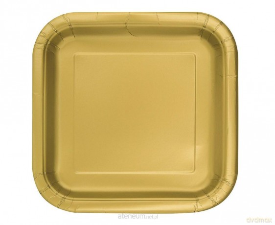 Talerzyki papierowe złote kwadratowe 18cm 16szt