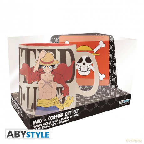 ONE PIECE - Zestaw Kubel 460ml Luffy Wanted + podkładka