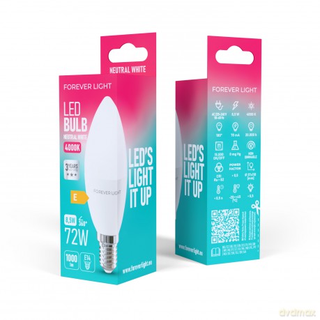 Forever Light Żarówka LED E14 C37 8.5W 1000lm 4000K klasa E