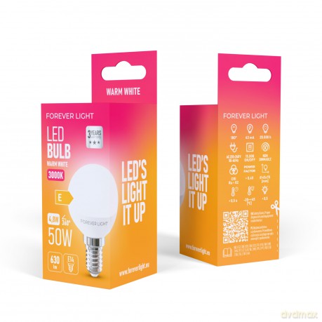 Forever Light Żarówka LED E14 G45 4.8W 630lm 3000K klasa E