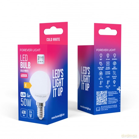 Forever Light Żarówka LED E14 G45 4.8W 630lm 6000K klasa E