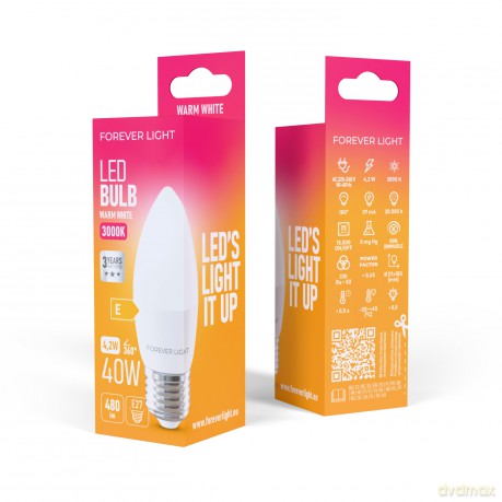 Forever Light Żarówka LED E27 C37 4.2W 480lm 3000K klasa E