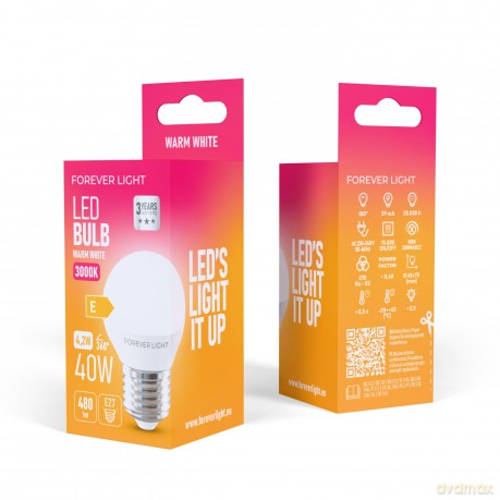 Forever Light Żarówka LED E27 G45 4.2W 480lm 3000K klasa E