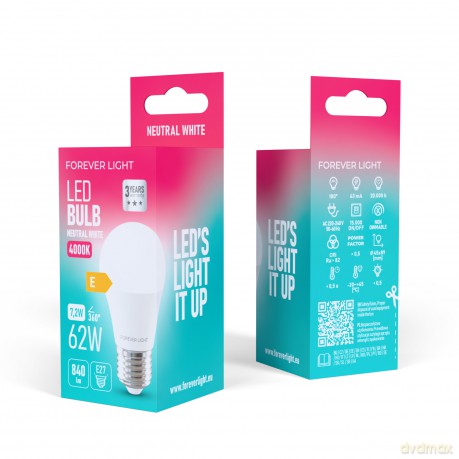 Forever Light Żarówka LED E27 G45 7.2W 840lm 4000K klasa E