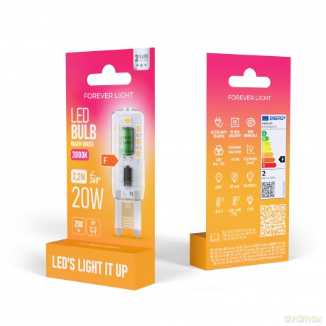 Forever Light Żarówka LED G9 2.2W 200lm 3000K klasa F