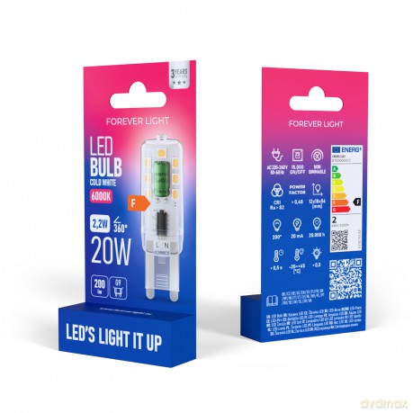Forever Light Żarówka LED G9 2.2W 200lm 6000K klasa F
