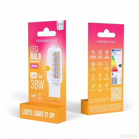 Forever Light Żarówka LED G9 3.6W 440lm 3000K ceramiczna klasa E