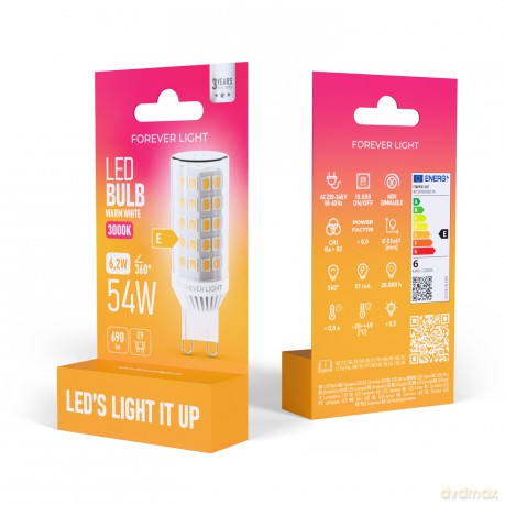 Forever Light Żarówka LED G9 6.2W 690lm 3000K ceramiczna klasa E