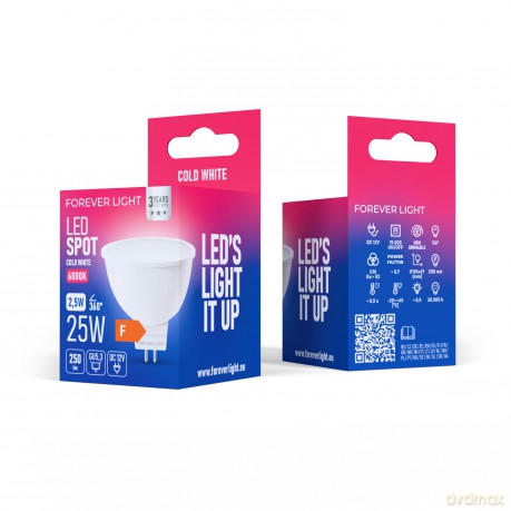 Forever Light Żarówka LED GU5,3 MR16 2.5W 250lm 6000K 12V klasa F