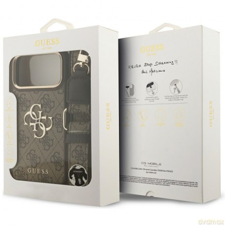Guess nakładka 4G Big 4G Classic Logo Big Strap Metal Buttons do iPhone 17 Pro Max brązowa