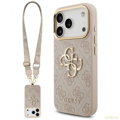 Guess nakładka 4G Big 4G Classic Logo Big Strap Metal Buttons do iPhone 17 Pro różowa