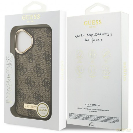 Guess nakładka 4G Logo Plate MagSafe do iPhone 17 brązowa
