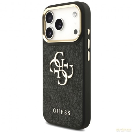 Guess Nakładka 4G PU Leather Case Big 4G And Classic Logo With Big 4G PU Nylon Strap And Metal Camera And Buttons Do iPhone 17 Pro Czarna
