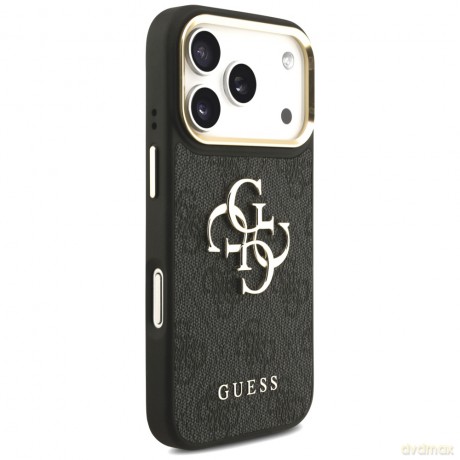 Guess Nakładka 4G PU Leather Case Big 4G And Classic Logo With Big 4G PU Nylon Strap And Metal Camera And Buttons Do iPhone 17 Pro Czarna