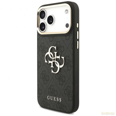 Guess Nakładka 4G PU Leather Case Big 4G And Classic Logo With Big 4G PU Nylon Strap And Metal Camera And Buttons Do iPhone 17 Pro Max Czarna