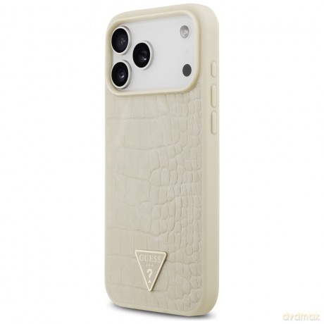 Guess nakładka Croco Triangle Logo MagSafe do iPhone 17 Pro Max złota