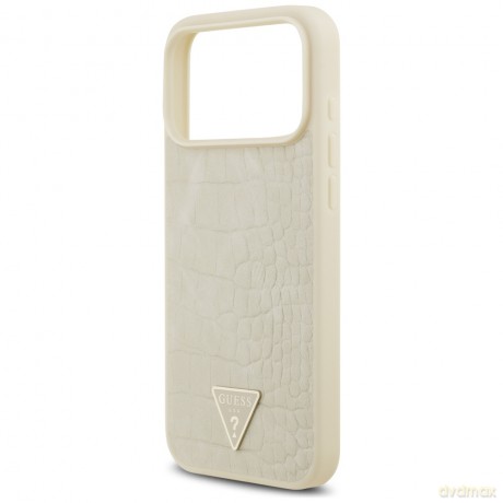 Guess nakładka Croco Triangle Logo MagSafe do iPhone 17 Pro Max złota