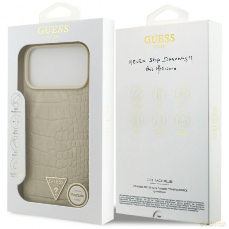 Guess nakładka Croco Triangle Logo MagSafe do iPhone 17 Pro Max złota