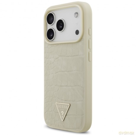 Guess nakładka Croco Triangle Logo MagSafe do iPhone 17 Pro złota