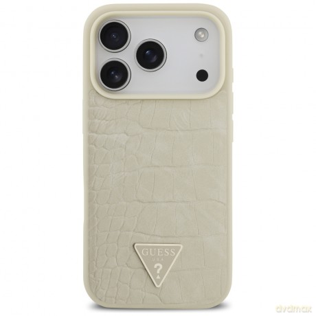 Guess nakładka Croco Triangle Logo MagSafe do iPhone 17 Pro złota