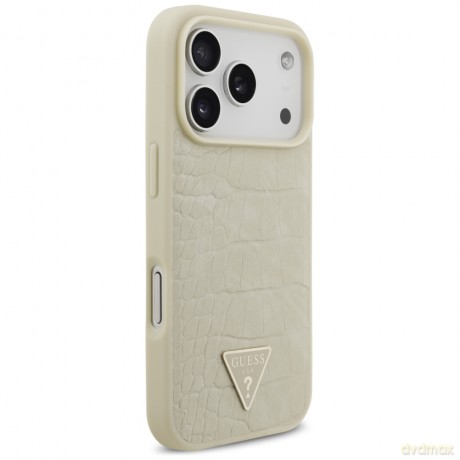 Guess nakładka Croco Triangle Logo MagSafe do iPhone 17 Pro złota