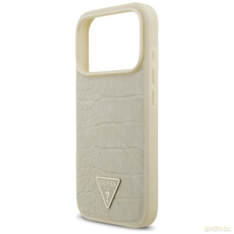 Guess nakładka Croco Triangle Logo MagSafe do iPhone 17 Pro złota