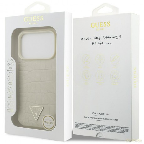 Guess nakładka Croco Triangle Logo MagSafe do iPhone 17 Pro złota