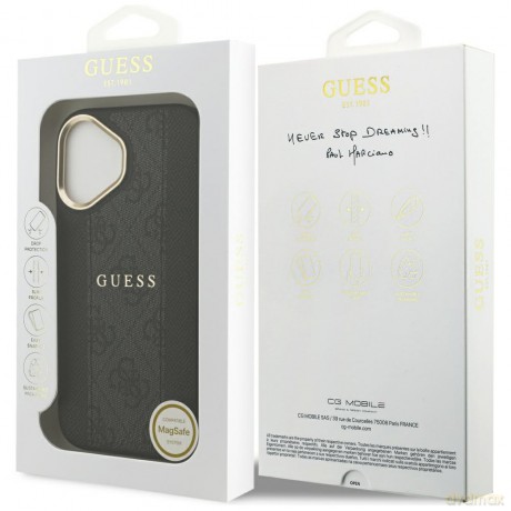 Guess nakładka do iPhone 17 HC MAGSAFE PU W/ 4G PU STRIPE czarna