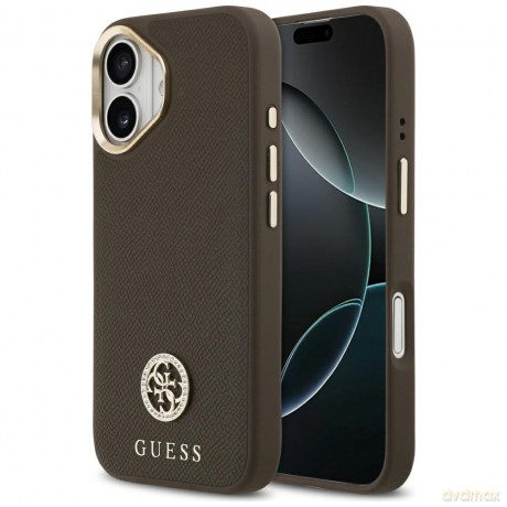 Guess nakładka do iPhone 17 HC MAGSAFE PU W/ GRAINED PU STRASS LOGO brązowa