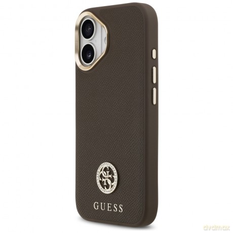 Guess nakładka do iPhone 17 HC MAGSAFE PU W/ GRAINED PU STRASS LOGO brązowa