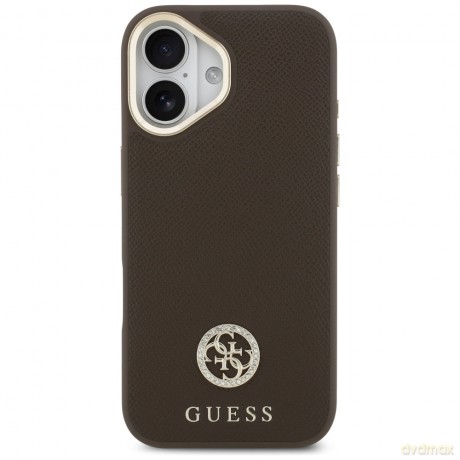 Guess nakładka do iPhone 17 HC MAGSAFE PU W/ GRAINED PU STRASS LOGO brązowa