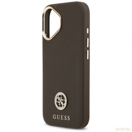 Guess nakładka do iPhone 17 HC MAGSAFE PU W/ GRAINED PU STRASS LOGO brązowa