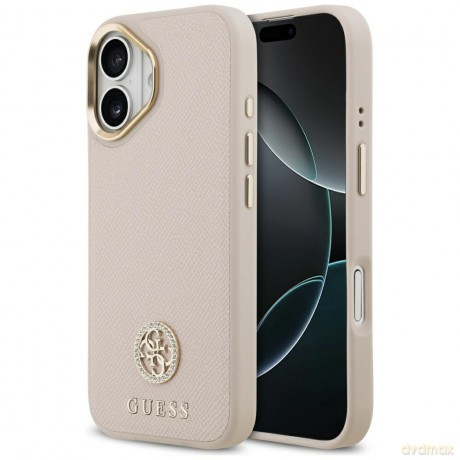 Guess nakładka do iPhone 17 HC MAGSAFE PU W/ GRAINED PU STRASS LOGO różowa