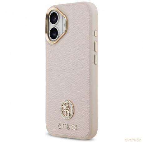 Guess nakładka do iPhone 17 HC MAGSAFE PU W/ GRAINED PU STRASS LOGO różowa