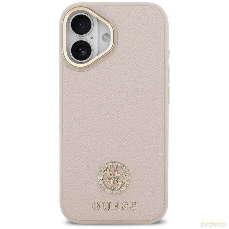 Guess nakładka do iPhone 17 HC MAGSAFE PU W/ GRAINED PU STRASS LOGO różowa