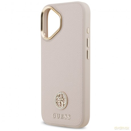 Guess nakładka do iPhone 17 HC MAGSAFE PU W/ GRAINED PU STRASS LOGO różowa