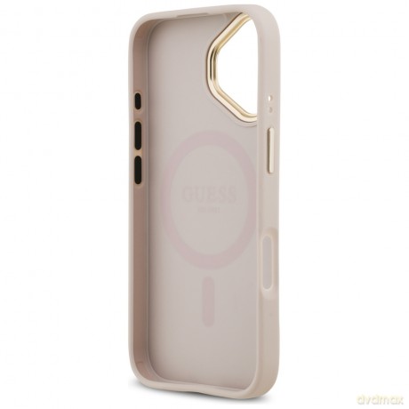 Guess nakładka do iPhone 17 HC MAGSAFE PU W/ GRAINED PU STRASS LOGO różowa