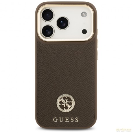 Guess nakładka do iPhone 17 Pro HC MAGSAFE PU W/ GRAINED PU STRASS LOGO brązowa