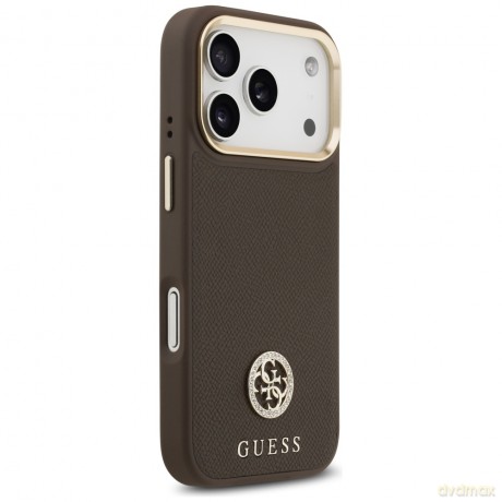 Guess nakładka do iPhone 17 Pro HC MAGSAFE PU W/ GRAINED PU STRASS LOGO brązowa