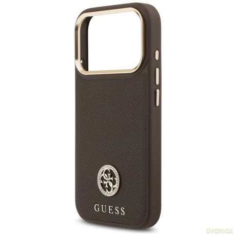Guess nakładka do iPhone 17 Pro HC MAGSAFE PU W/ GRAINED PU STRASS LOGO brązowa