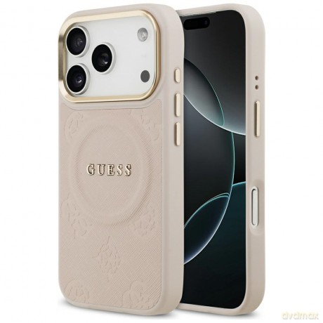 Guess nakładka do iPhone 17 Pro HC MAGSAFE PU W/ PEONY HOT STAMP różowa