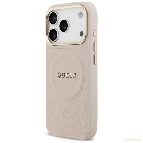 Guess nakładka do iPhone 17 Pro HC MAGSAFE PU W/ PEONY HOT STAMP różowa