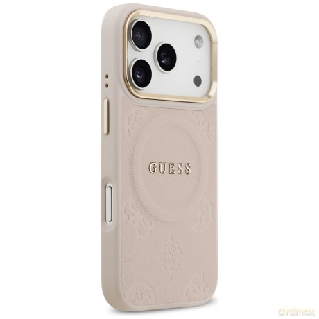 Guess nakładka do iPhone 17 Pro HC MAGSAFE PU W/ PEONY HOT STAMP różowa